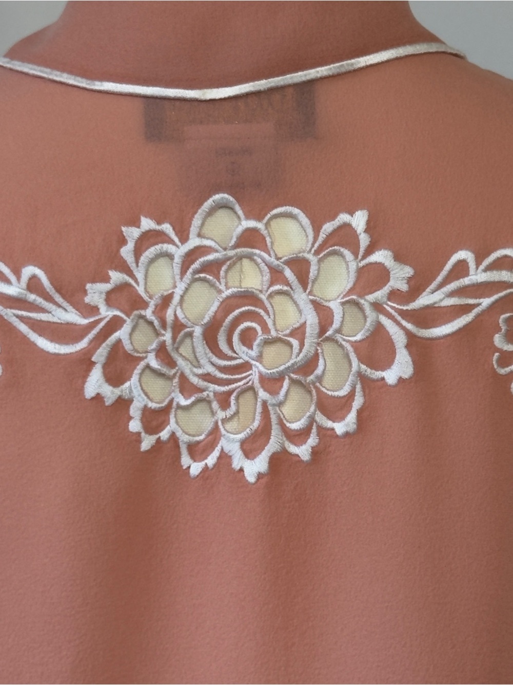 Bob Mackie Wearable Art Silk Blouse Blush Pink Cutwork Embroidery Size 2X - Picture 7 of 13